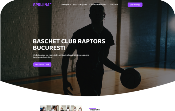 Site pentru un club de baschet, cu înscrieri și prezentare echipă