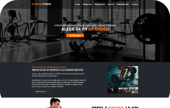Site pentru o sală de fitness, cu abonamente și clase