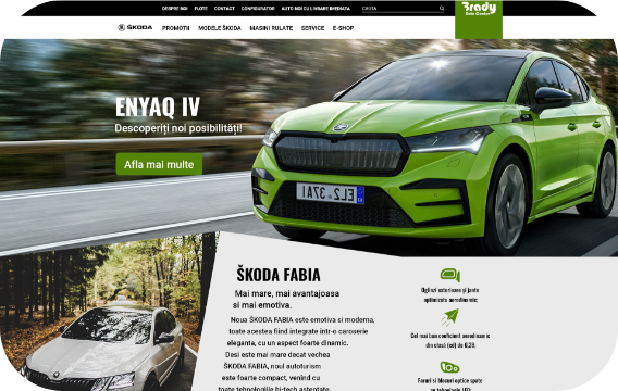 Site pentru un dealer auto, cu modele și configurator