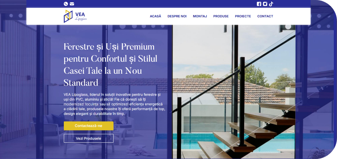 Website VEA Lipoglass - pagina principală